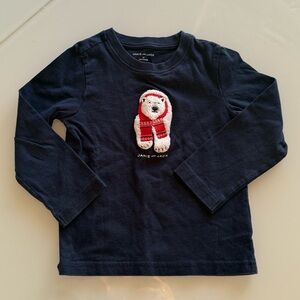 Janie and Jack Navy Long Sleeve Shirt with Polar Bear
